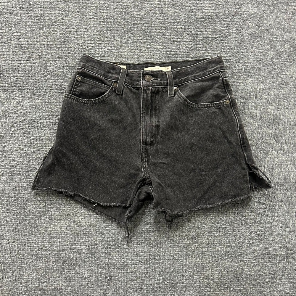 Levi's Denim Shorts Womens Size 24 Black Dad Jean High Waisted Cut Off Cotton